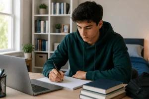 Teen practicing daily living skills during ABA therapy transition planning